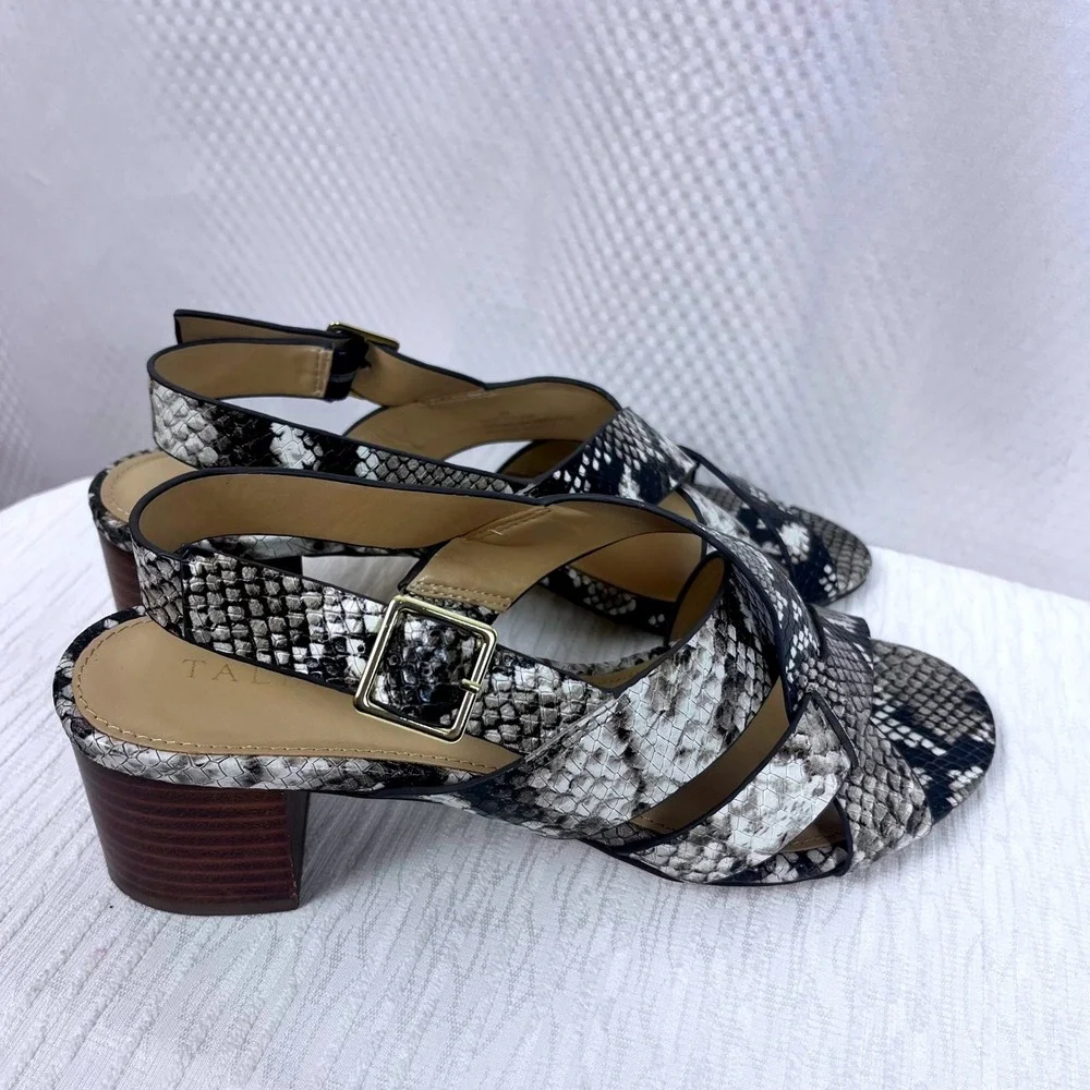 Talbots Mimi Size‎ 8M Snakeskin Print Block Heel Sandals Ankle Strap (M599)